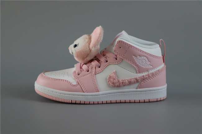 Youth Running Weapon Air Jordan 1 Pink/White Shoes 0102